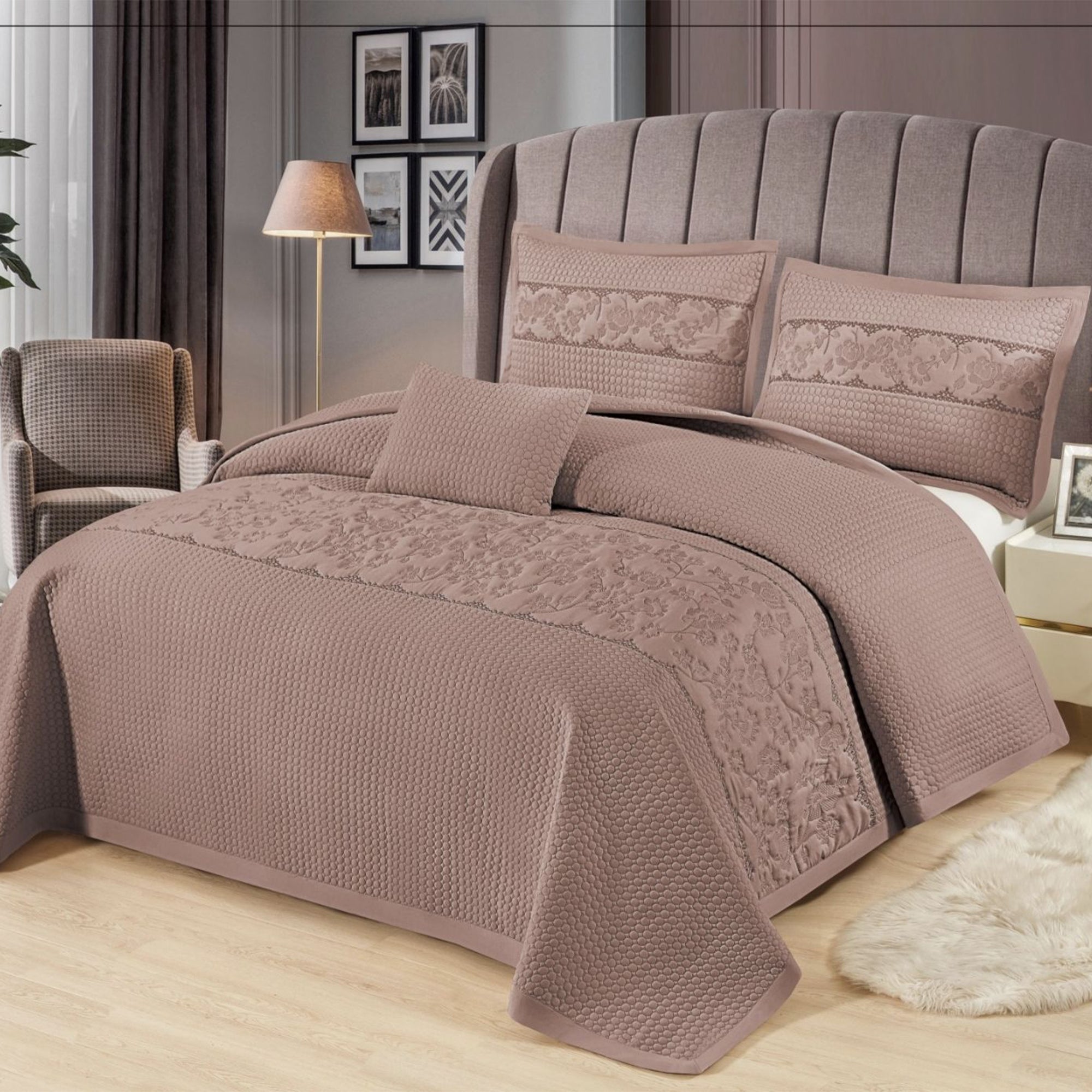 Gracie Dusty Rose Bed Cover Set – 4 Pieces