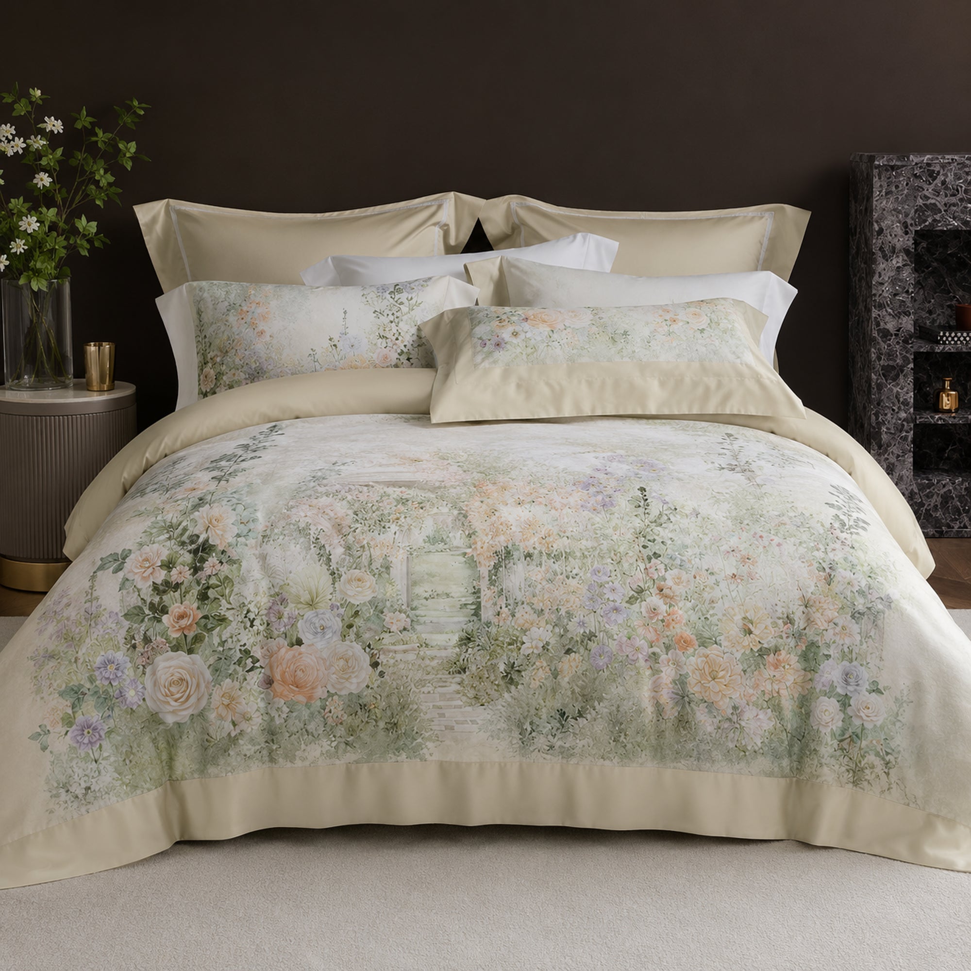Garden Whisper 350TC Digital Cotton Bedsheet