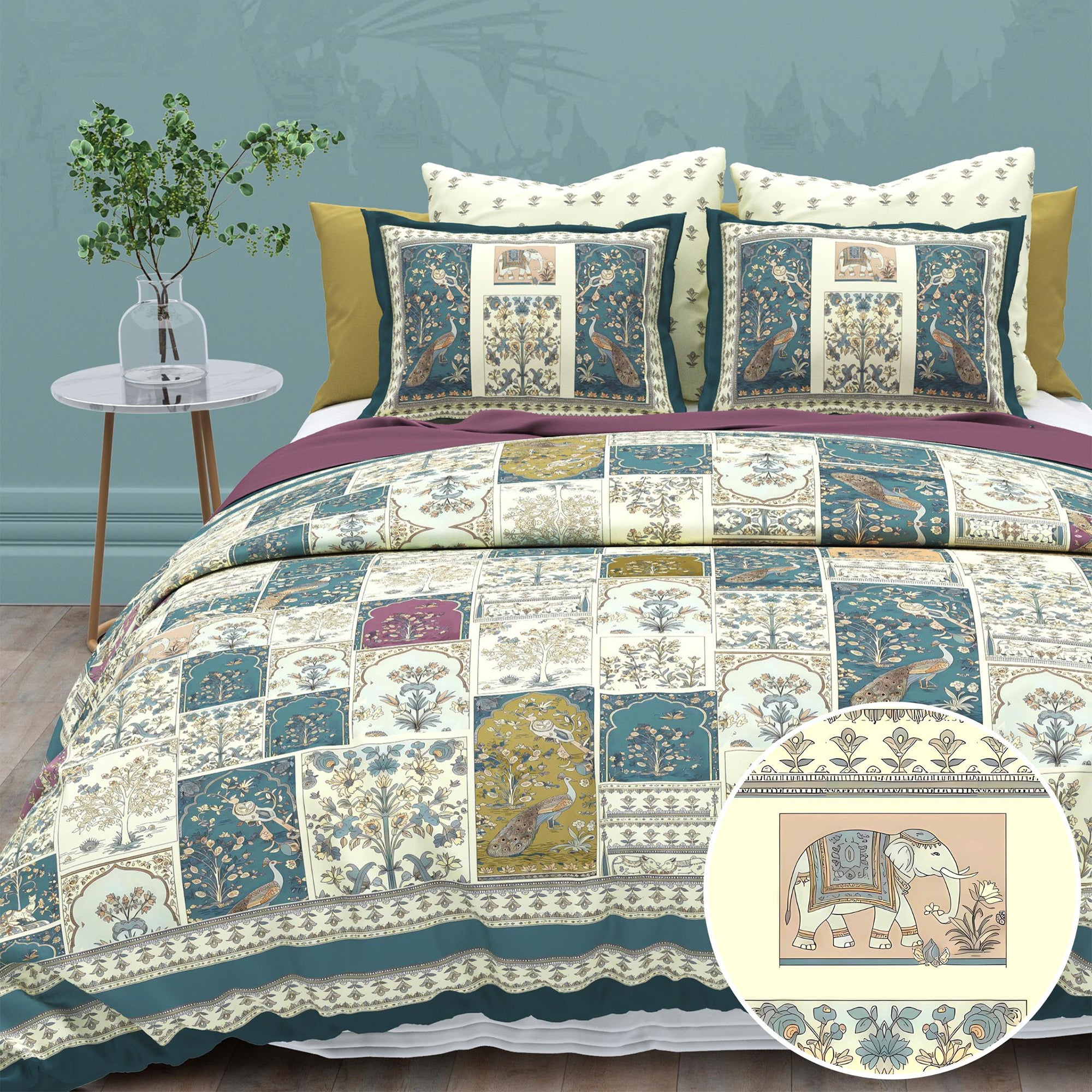Cotton Digital Print Peacock Royale Bedsheet Set