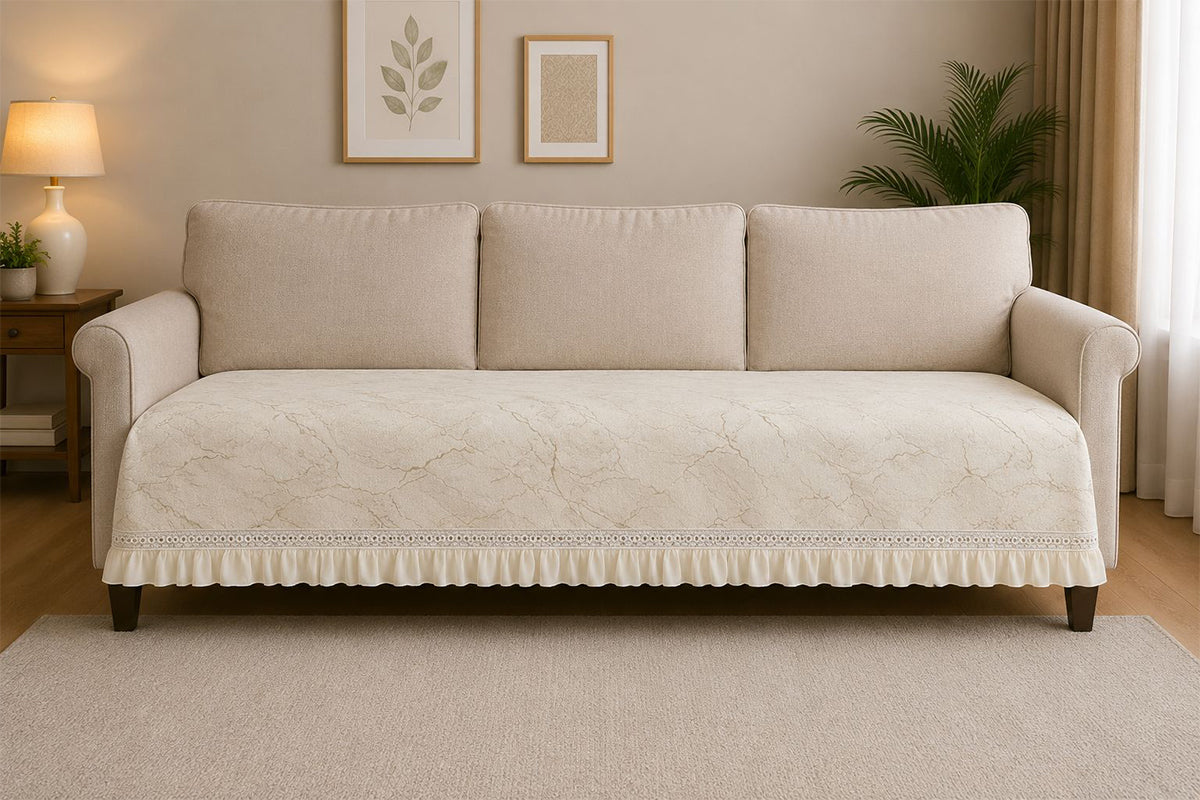 Luxurious Karnet Beige  Harmony Sofa Cover