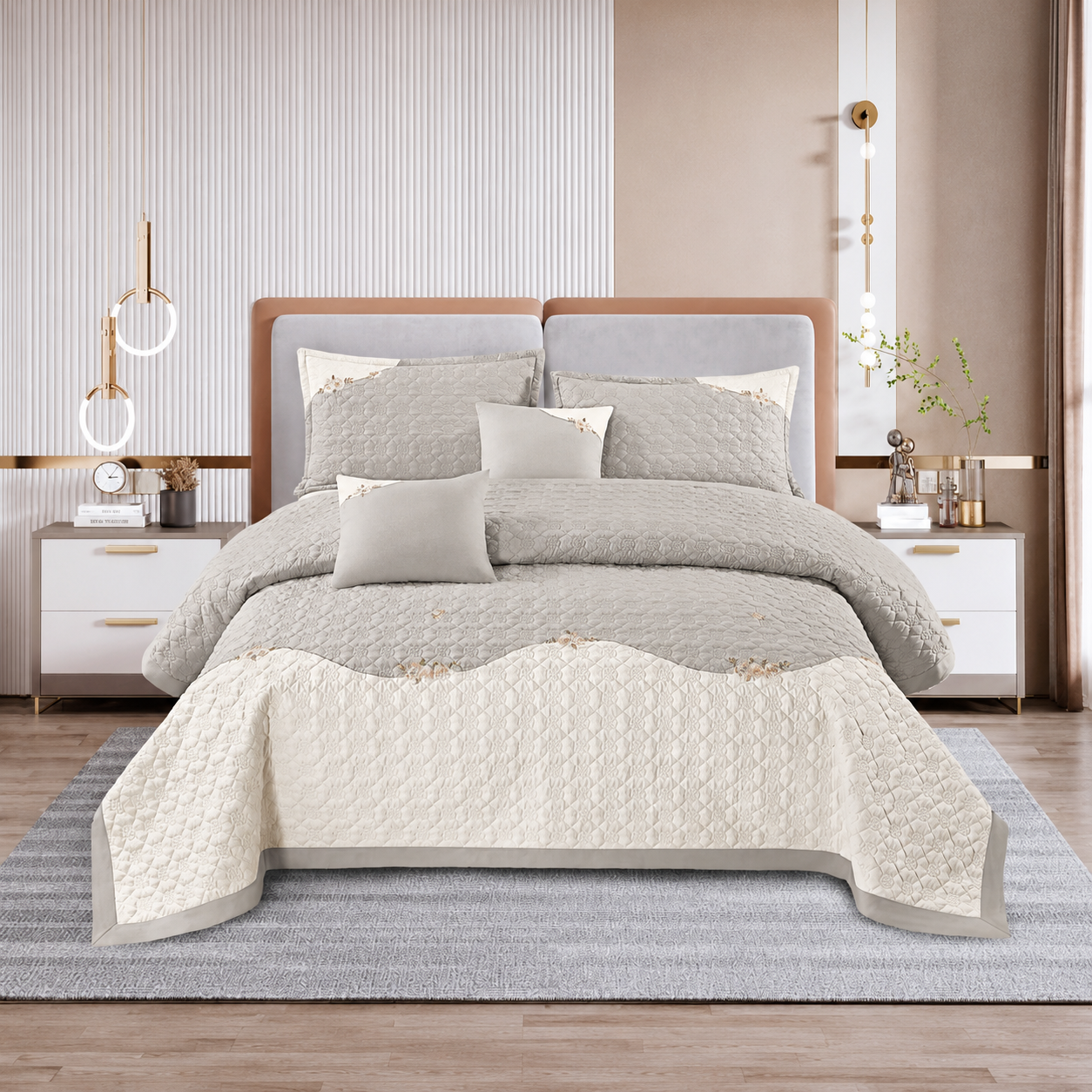 Roseberry Whisper 5 Pcs Quilted Bedcover Set