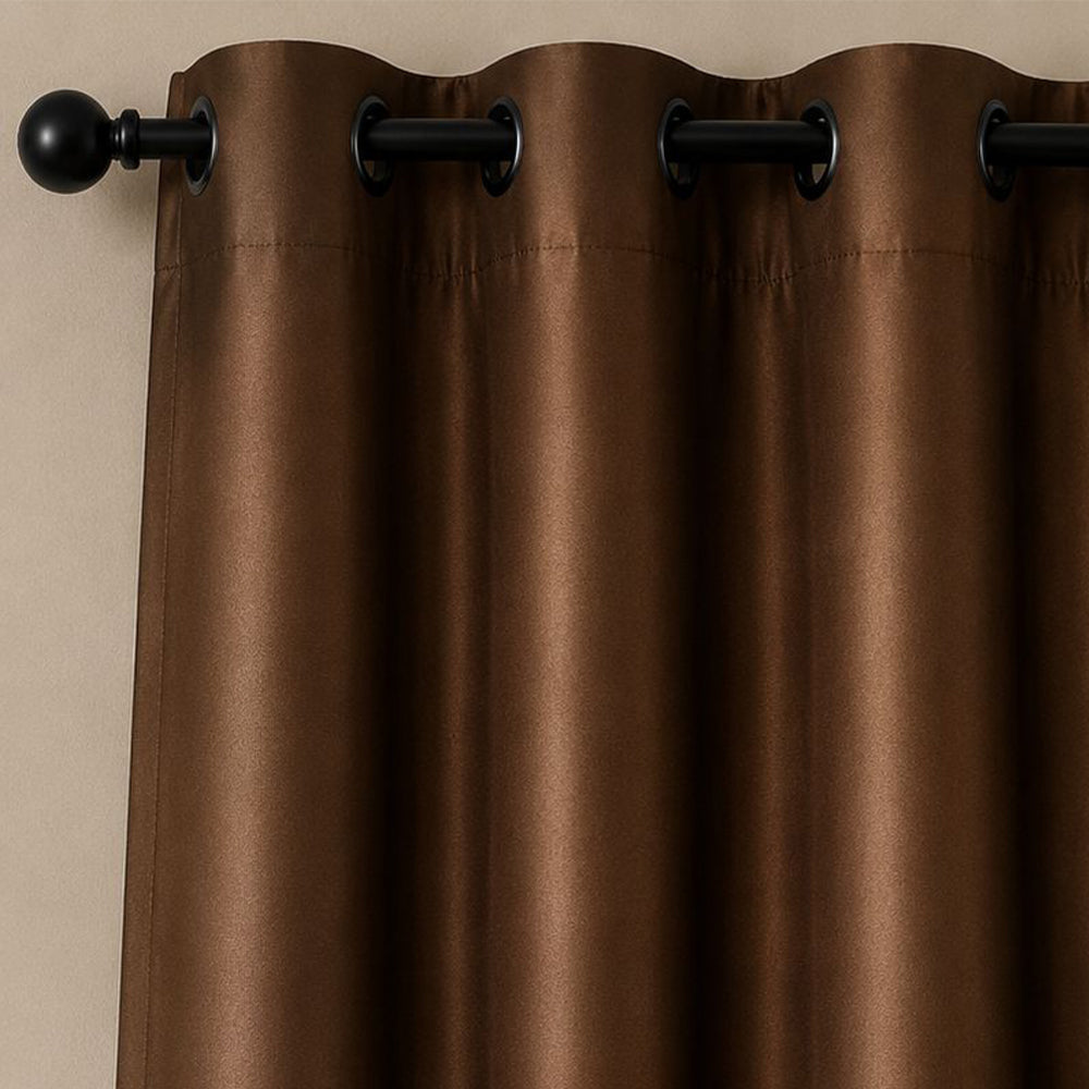 Luxurious Brown Blackout Curtain Set (Set of 2)