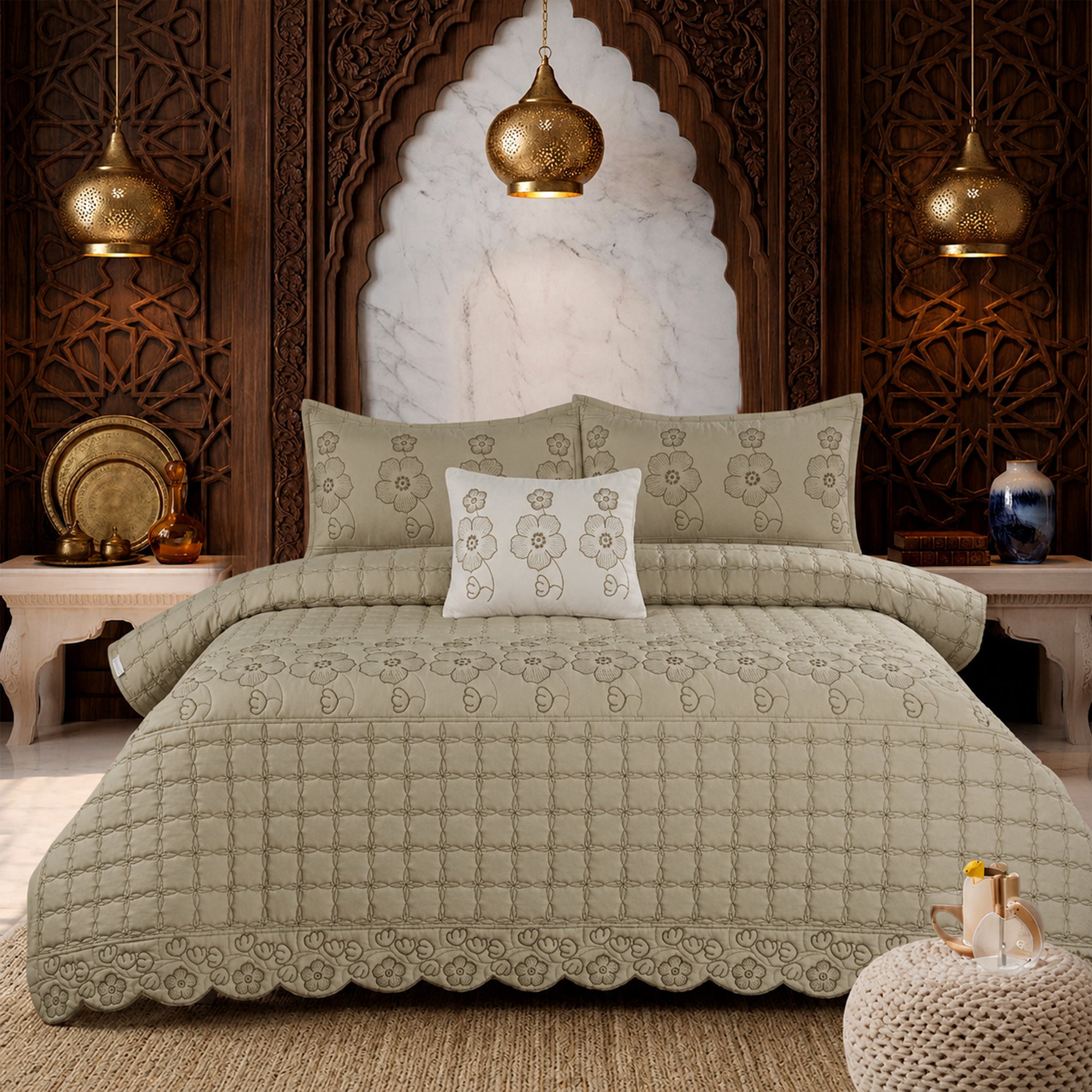 Desert Rose Soft Cotton Fabric Bedding Set – 5 Pieces