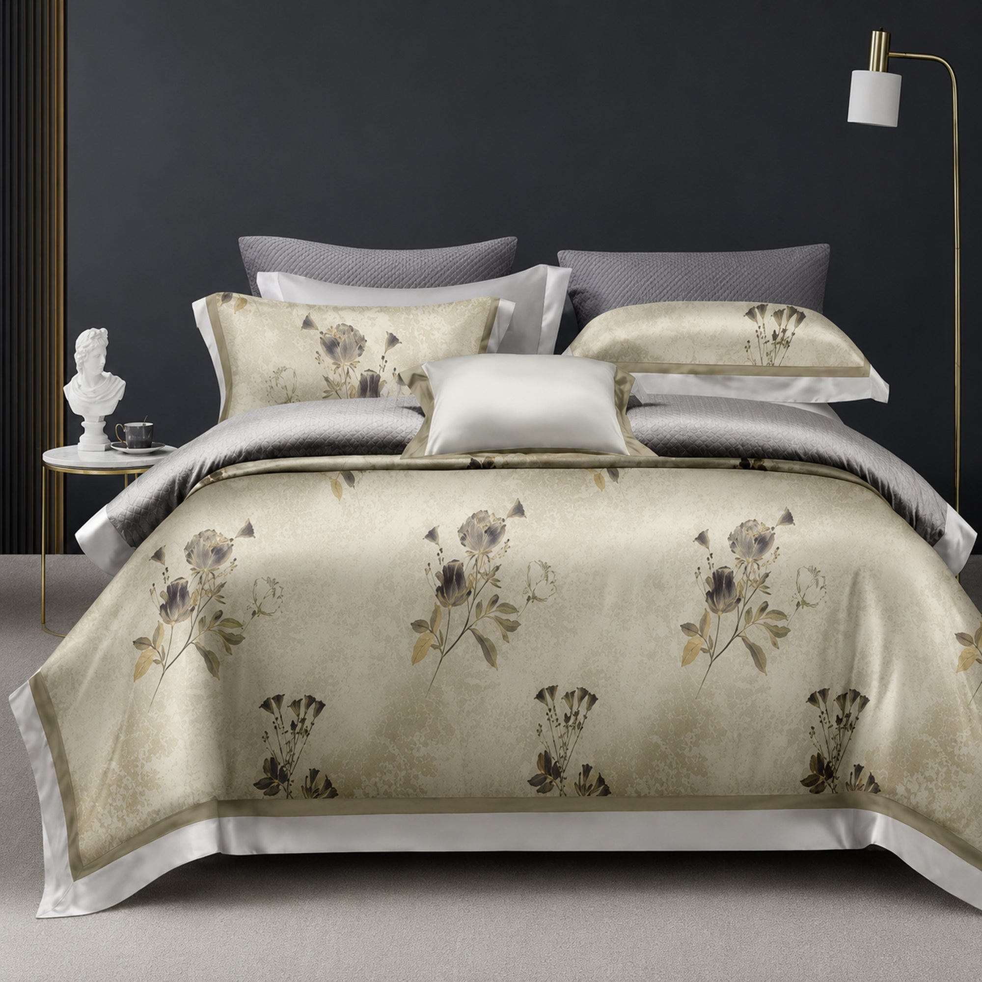Champagne Blossom 350TC Digital Cotton Bedsheet