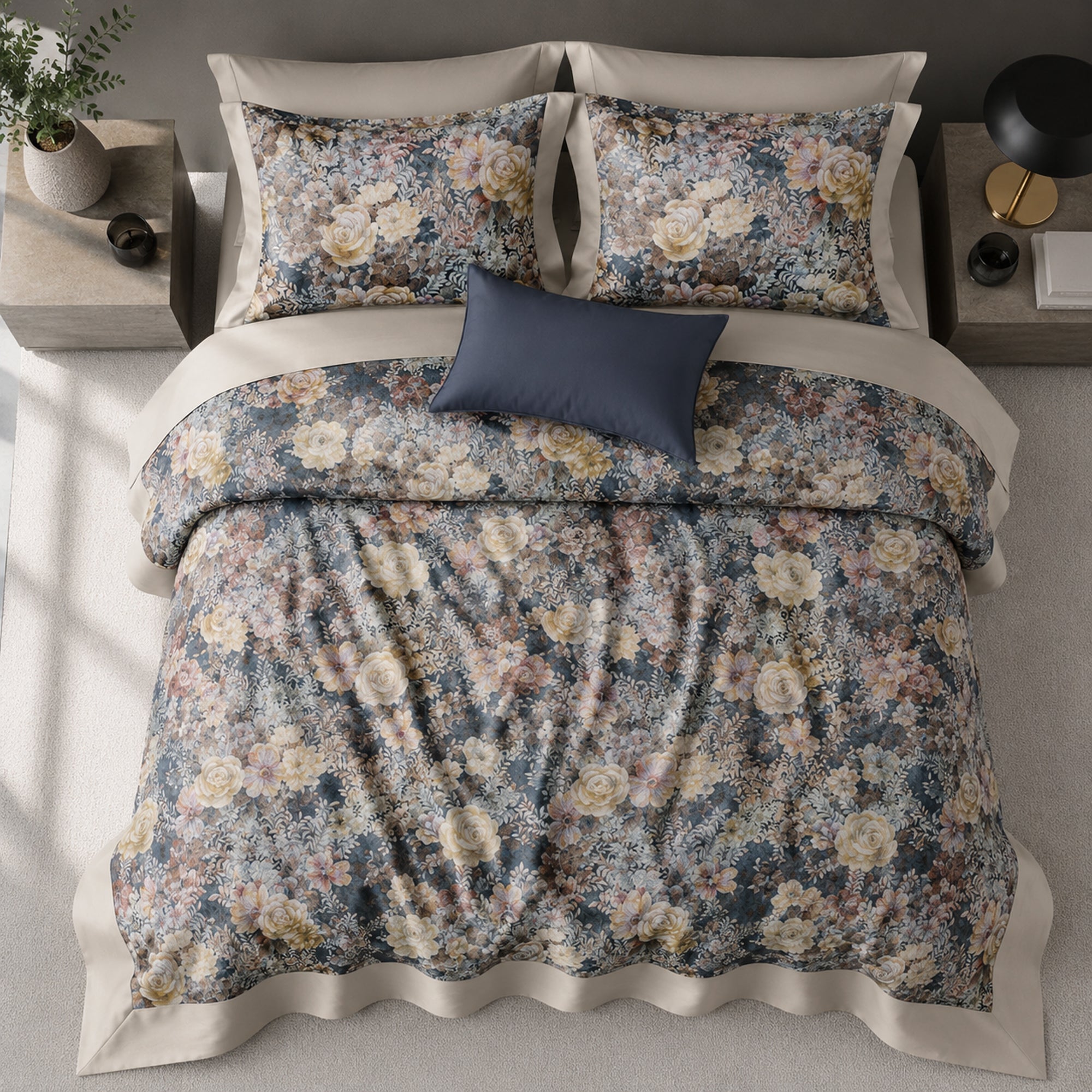 Vintage Rose Garden 350TC Digital Cotton Bedsheet