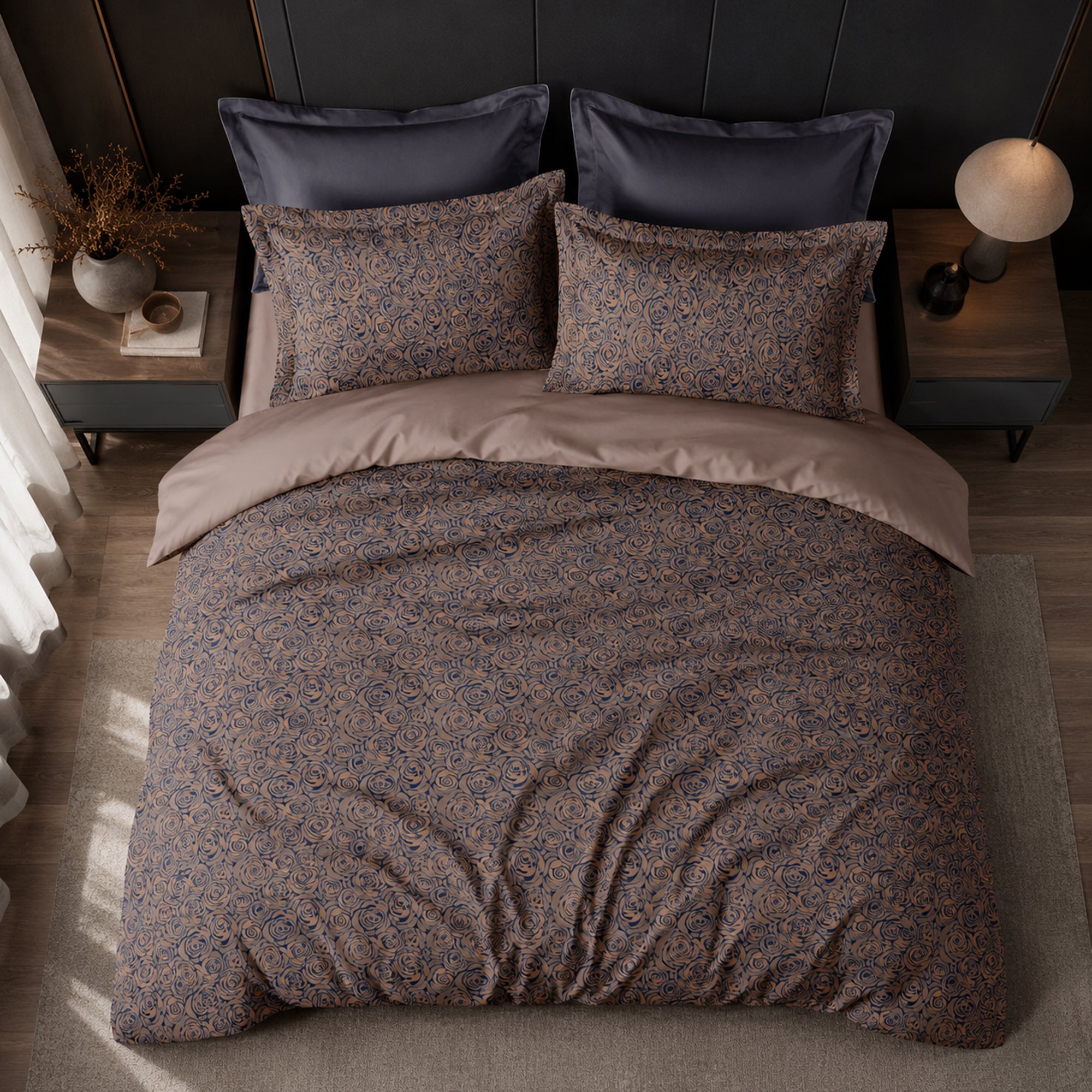 Mocha Rose 350TC Digital Cotton Bedsheet