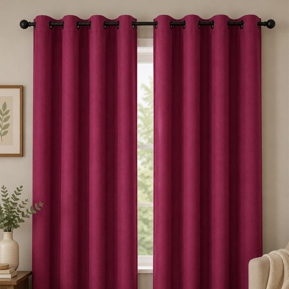 Luxurious Ruby Wine Blackout Curtain Set (Set of 2)