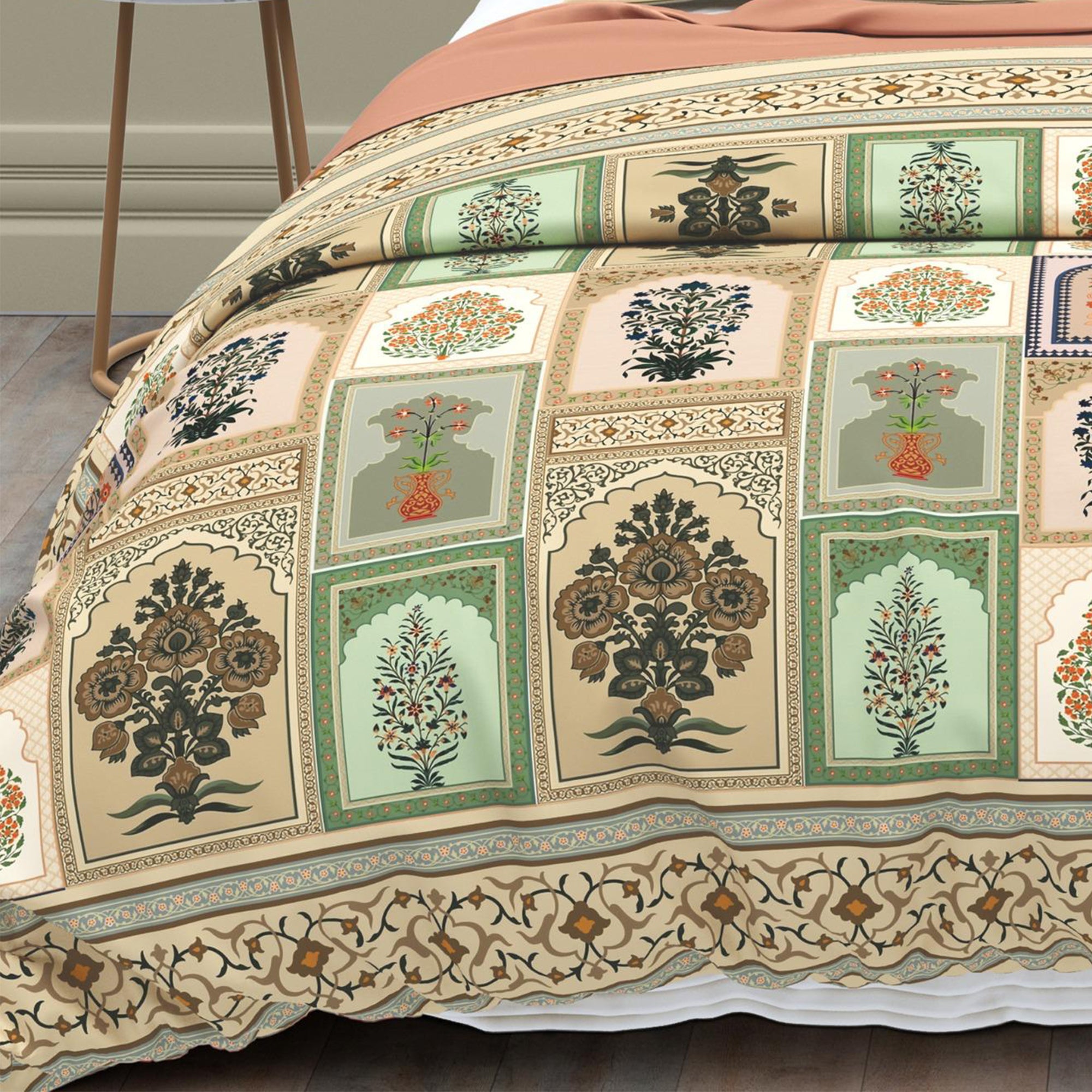 Cotton Digital Print Mughal Botanica Bedsheet Set