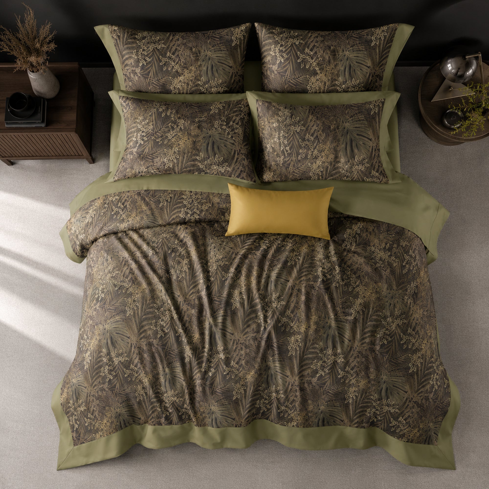 Olive Canopy 350TC Digital Cotton Bedsheet