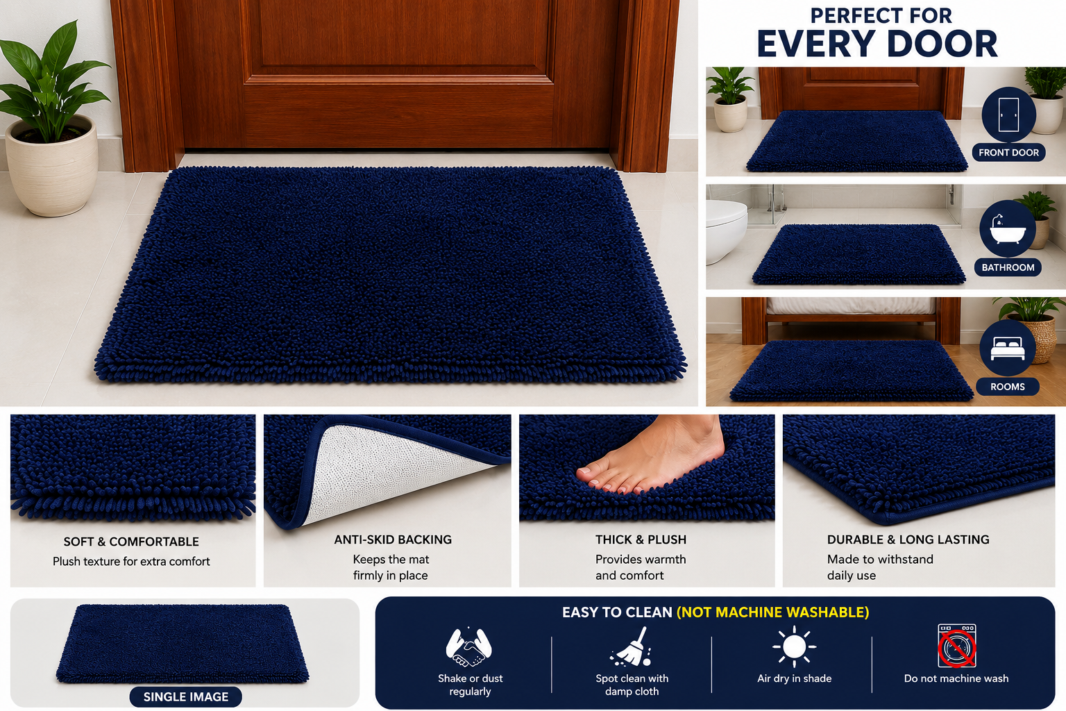 Tejas Premium Microfiber Door Mat - Blue