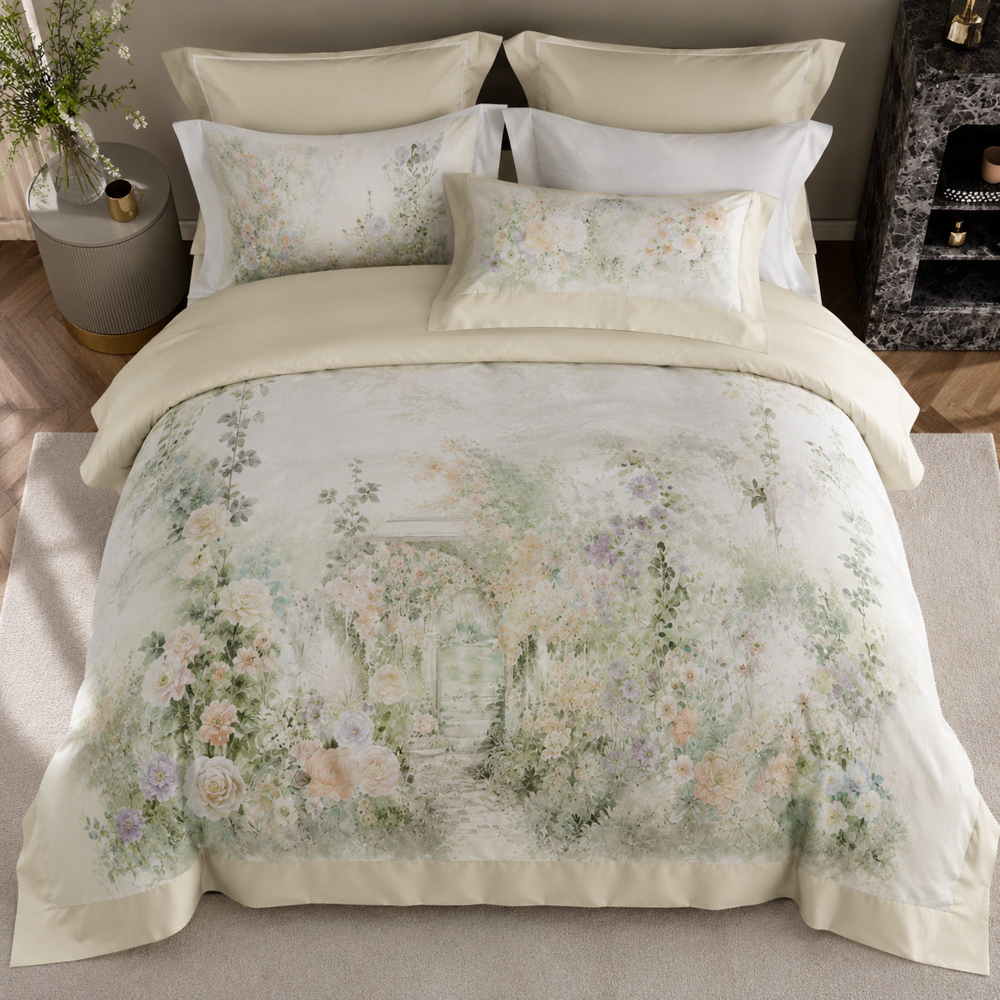 Garden Whisper 350TC Digital Cotton Bedsheet