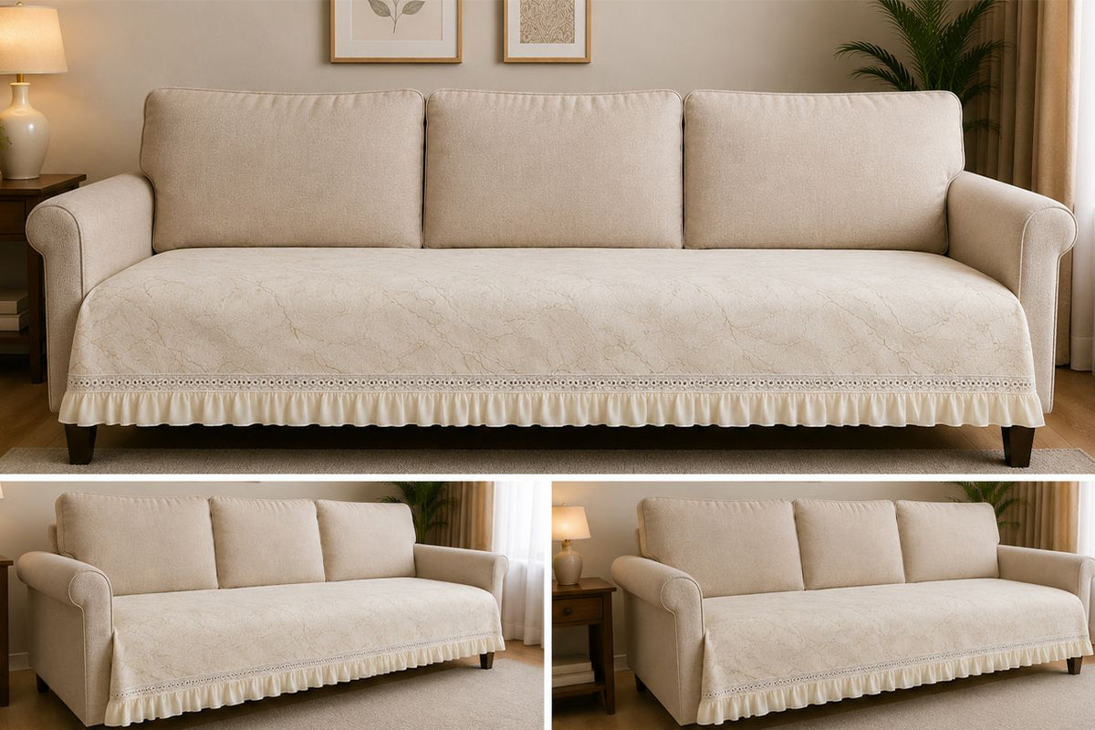 Luxurious Karnet Beige  Harmony Sofa Cover