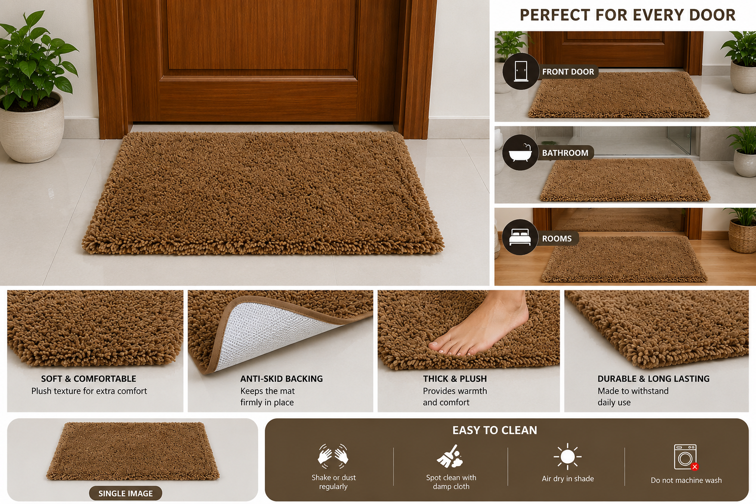 Tejas Premium Microfiber Door Mat - Beige