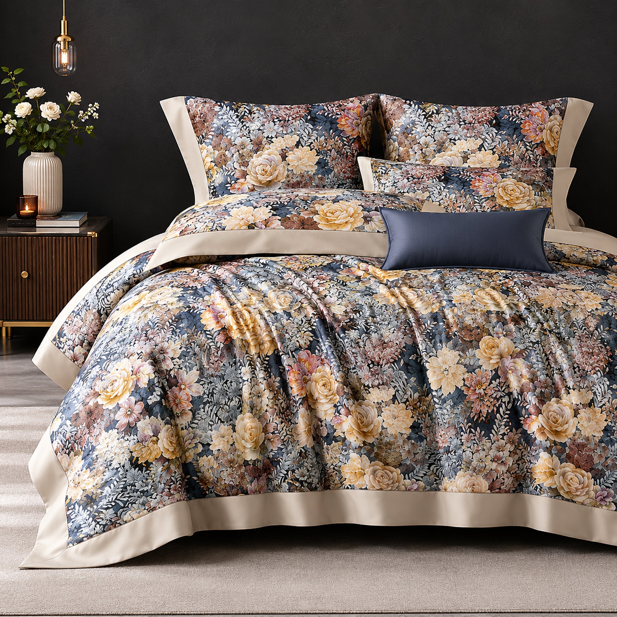Vintage Rose Garden 350TC Digital Cotton Bedsheet