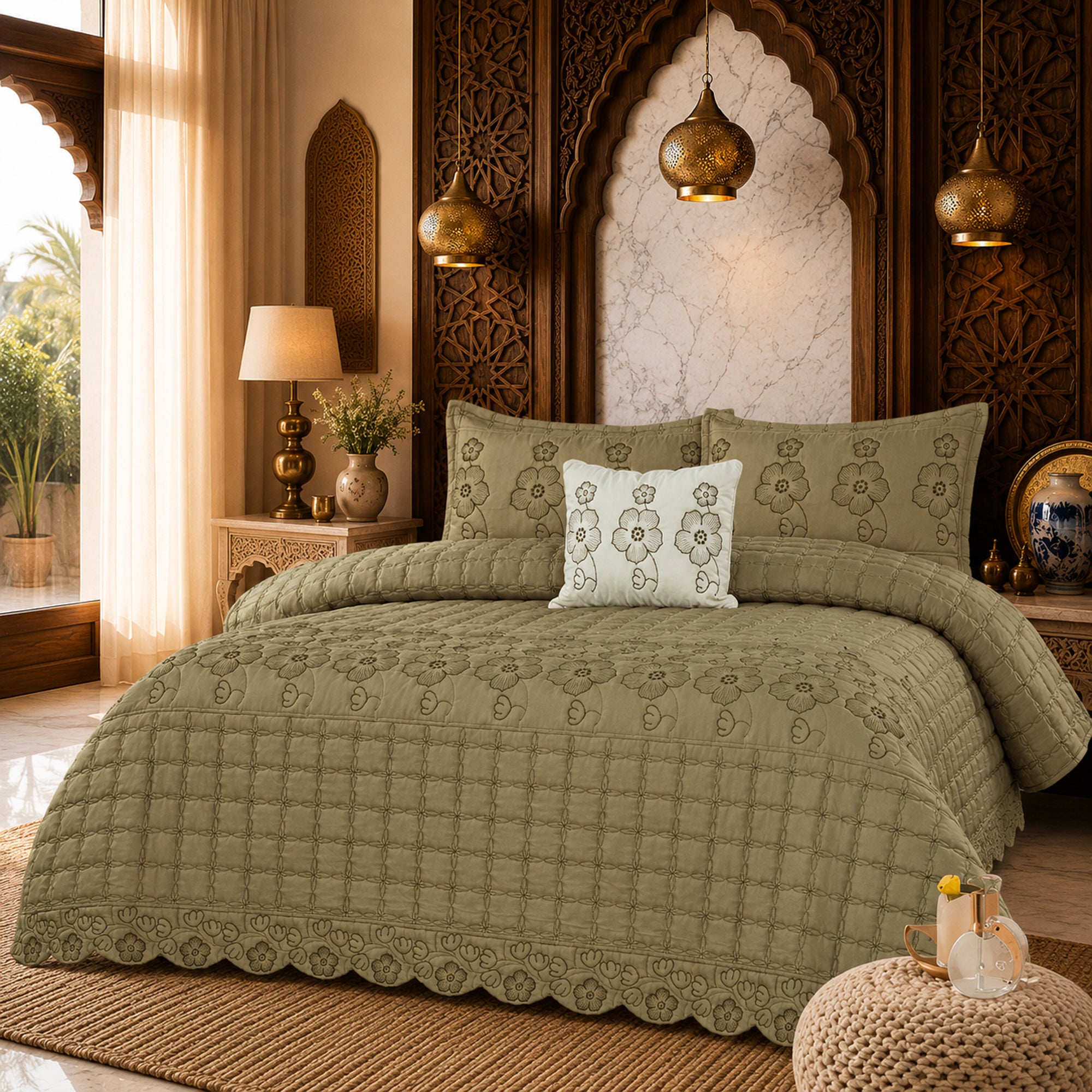 Desert Rose Soft Cotton Fabric Bedding Set – 5 Pieces