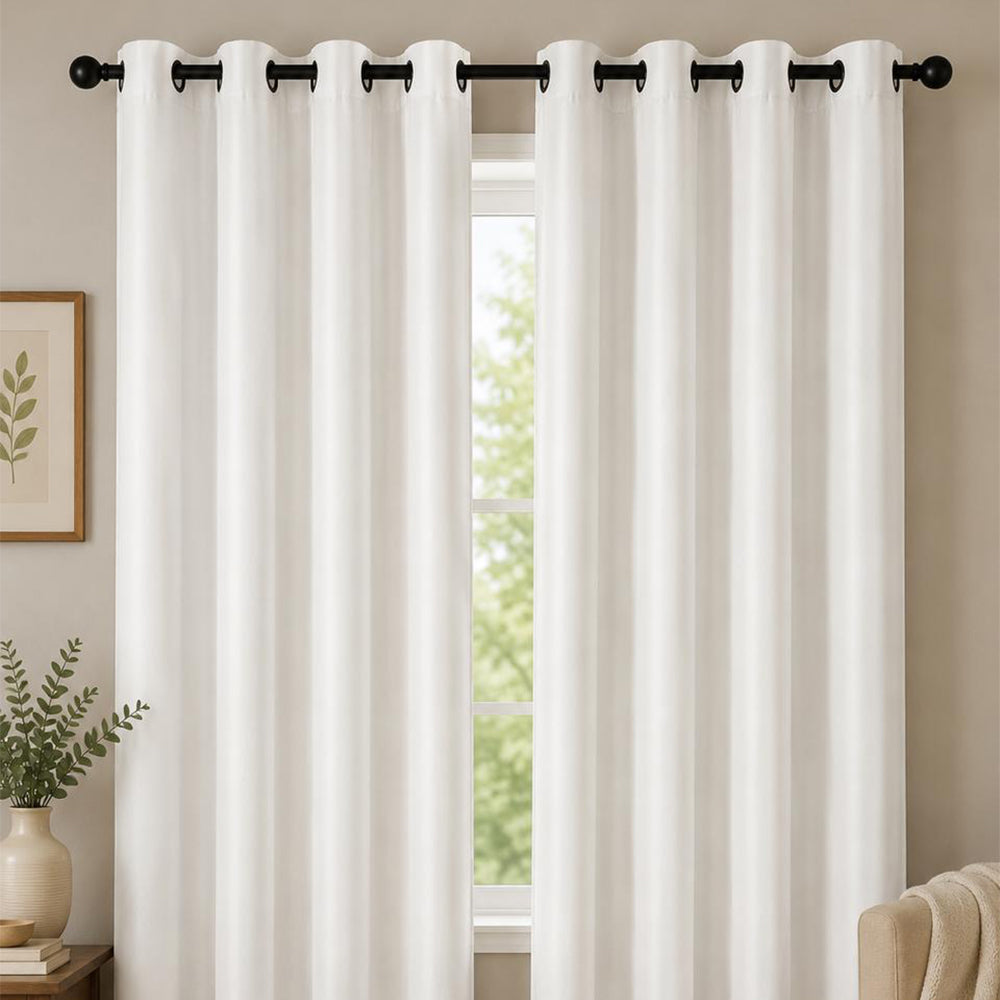 Luxurious White Blackout Curtain Set (Set of 2)