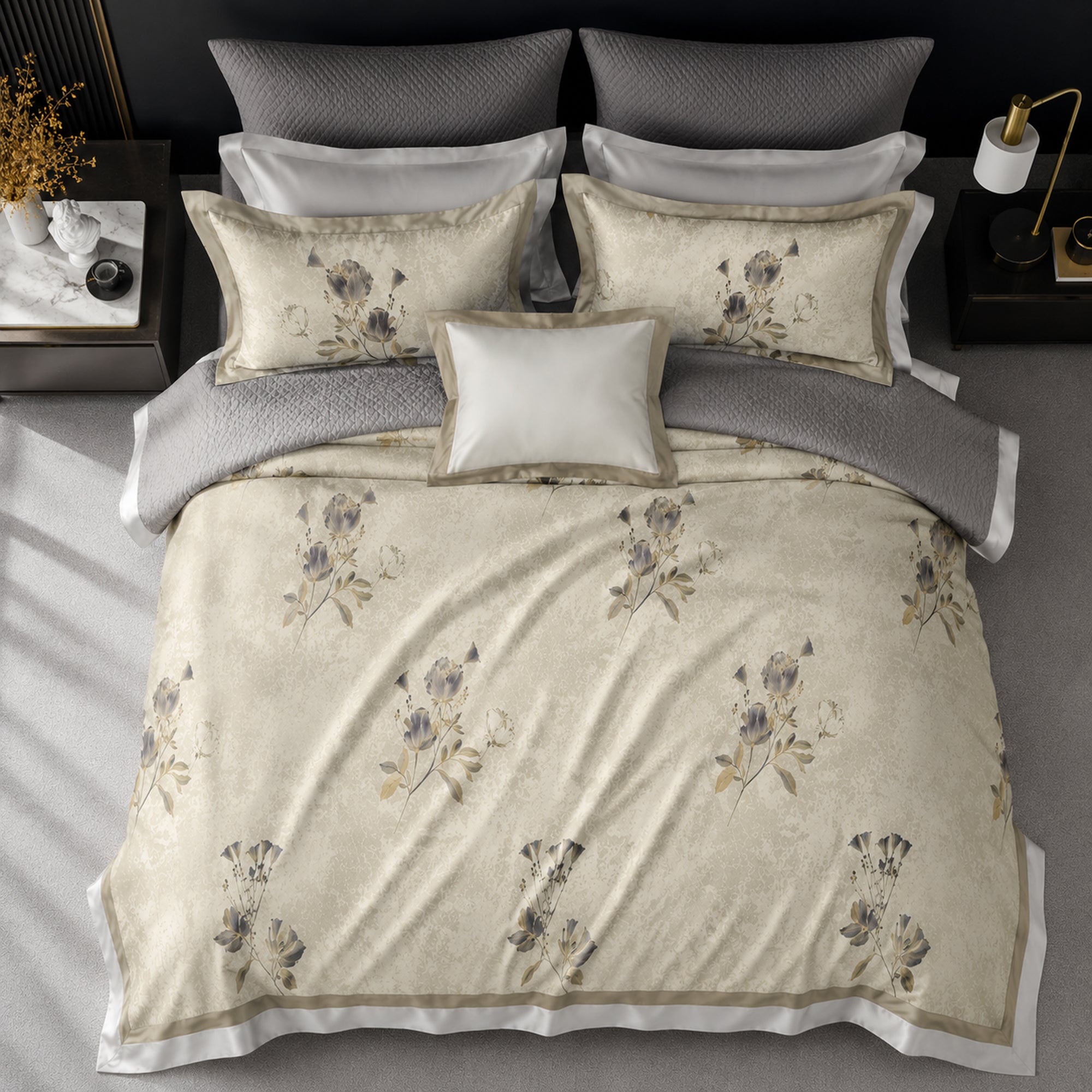 Champagne Blossom 350TC Digital Cotton Bedsheet