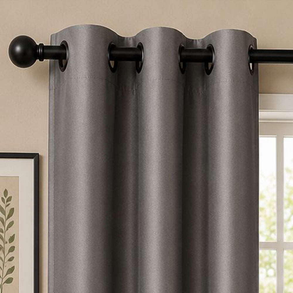 Luxurious Dark Grey Blackout Curtain Set (Set of 2)