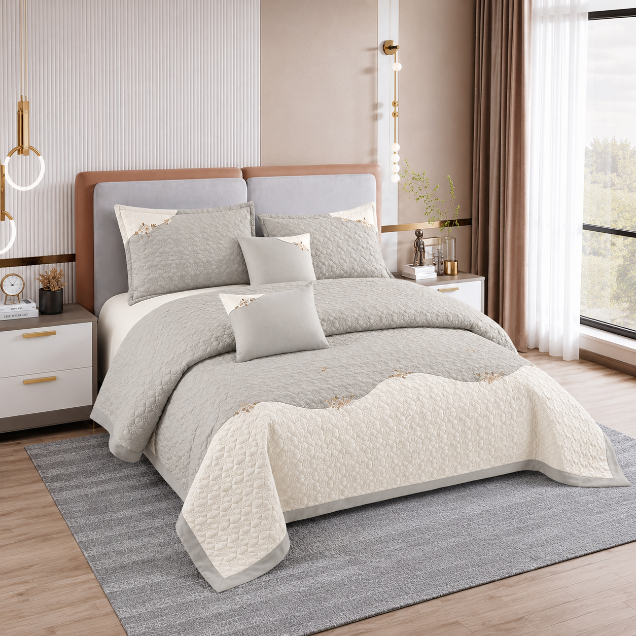 Roseberry Whisper 5 Pcs Quilted Bedcover Set