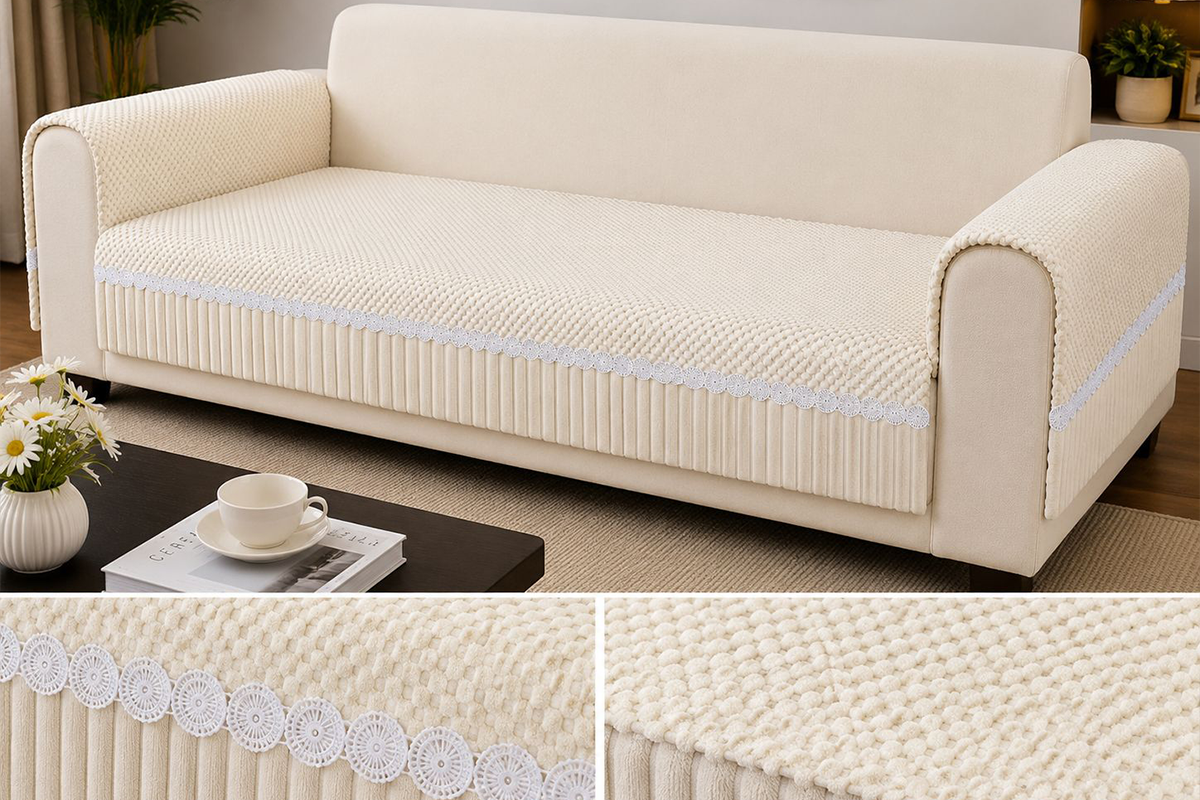 Royal Elegance Ivory Sofa Cover