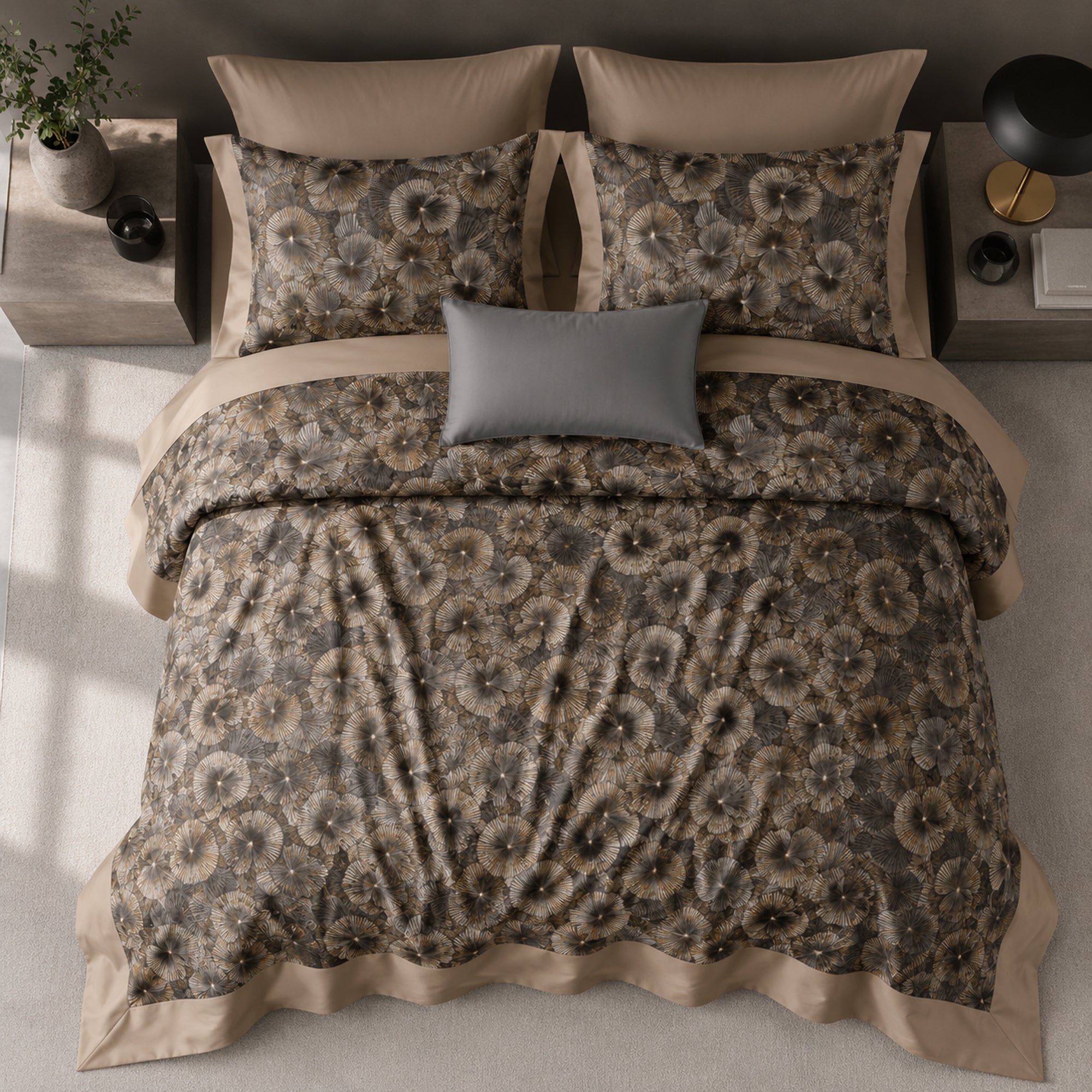 Golden Bloom 350TC Digital Cotton Bedsheet