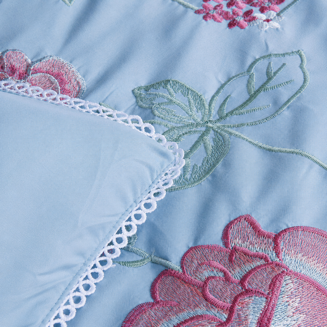 Sky Blossom Smooth Cotton Fabric 4 Piece Bedding Set
