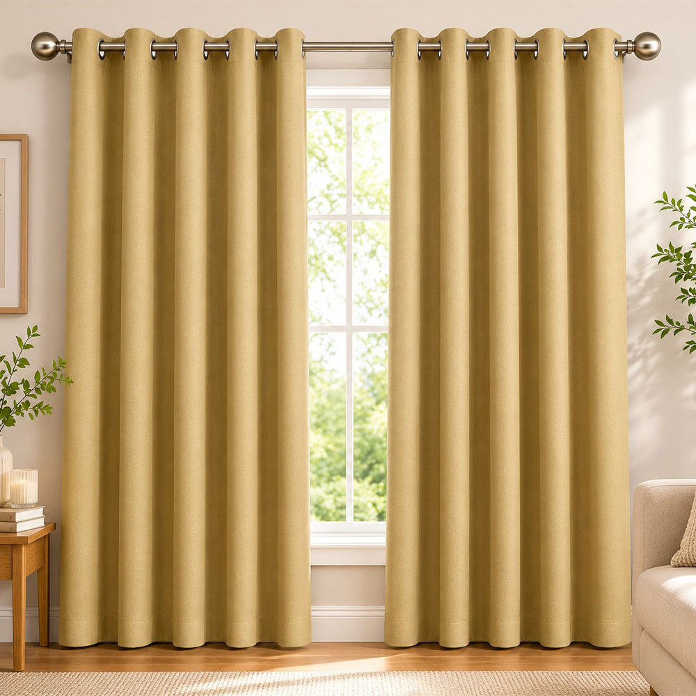 Luxurious Golden Dune Blackout Curtain Set (Set of 2)