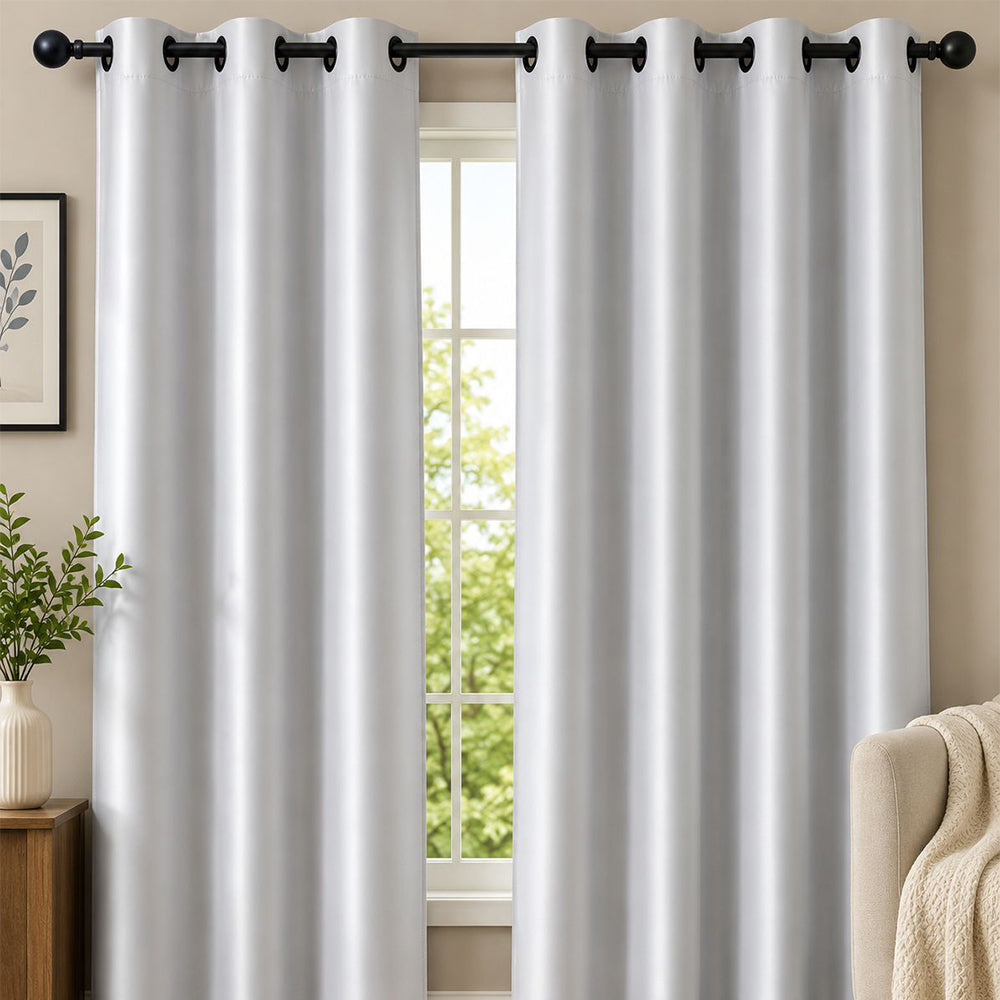 Luxurious Light Grey Blackout Curtain Set (Set of 2)
