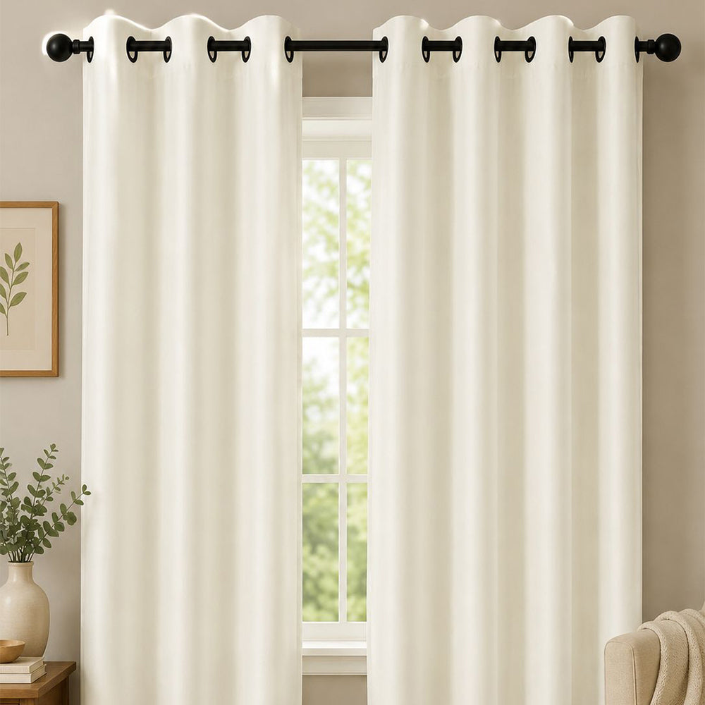 Luxurious Off White Elegance Blackout Curtain Set (Set of 2)