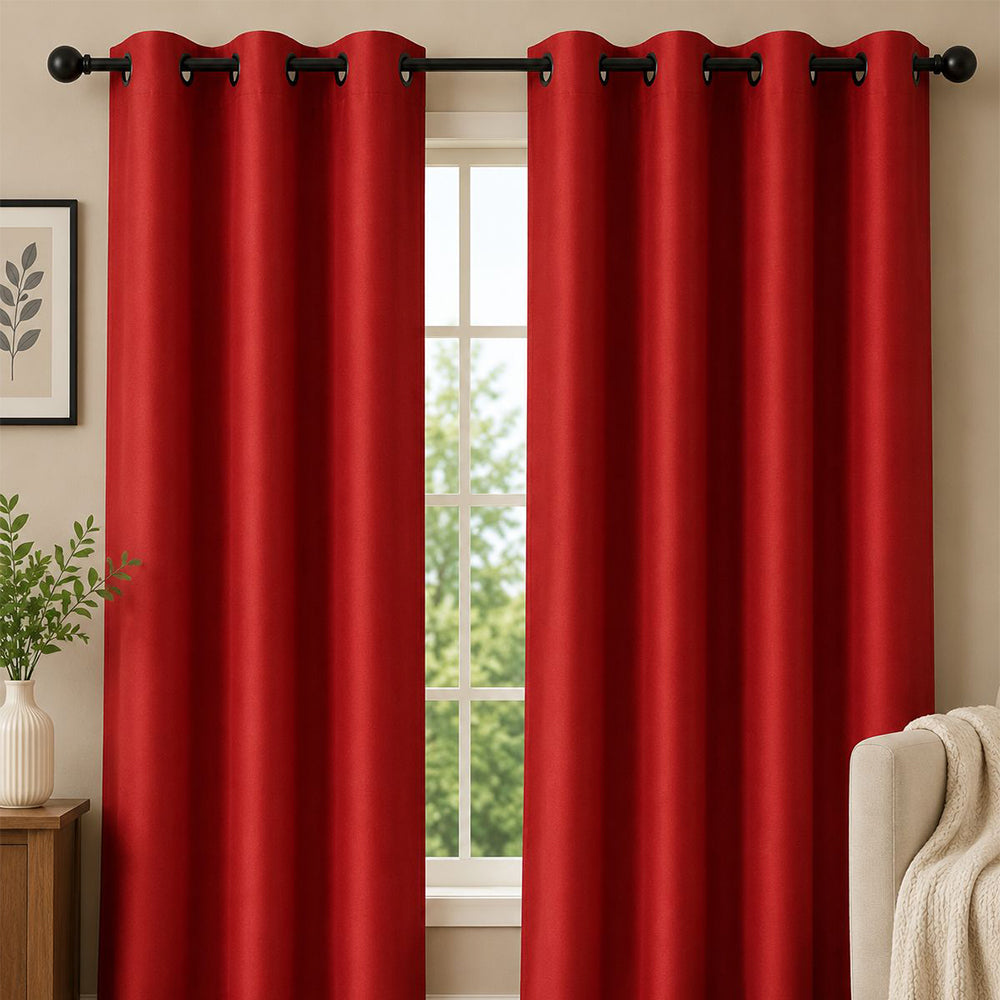 Luxurious Red Blackout Curtain Set (Set of 2)