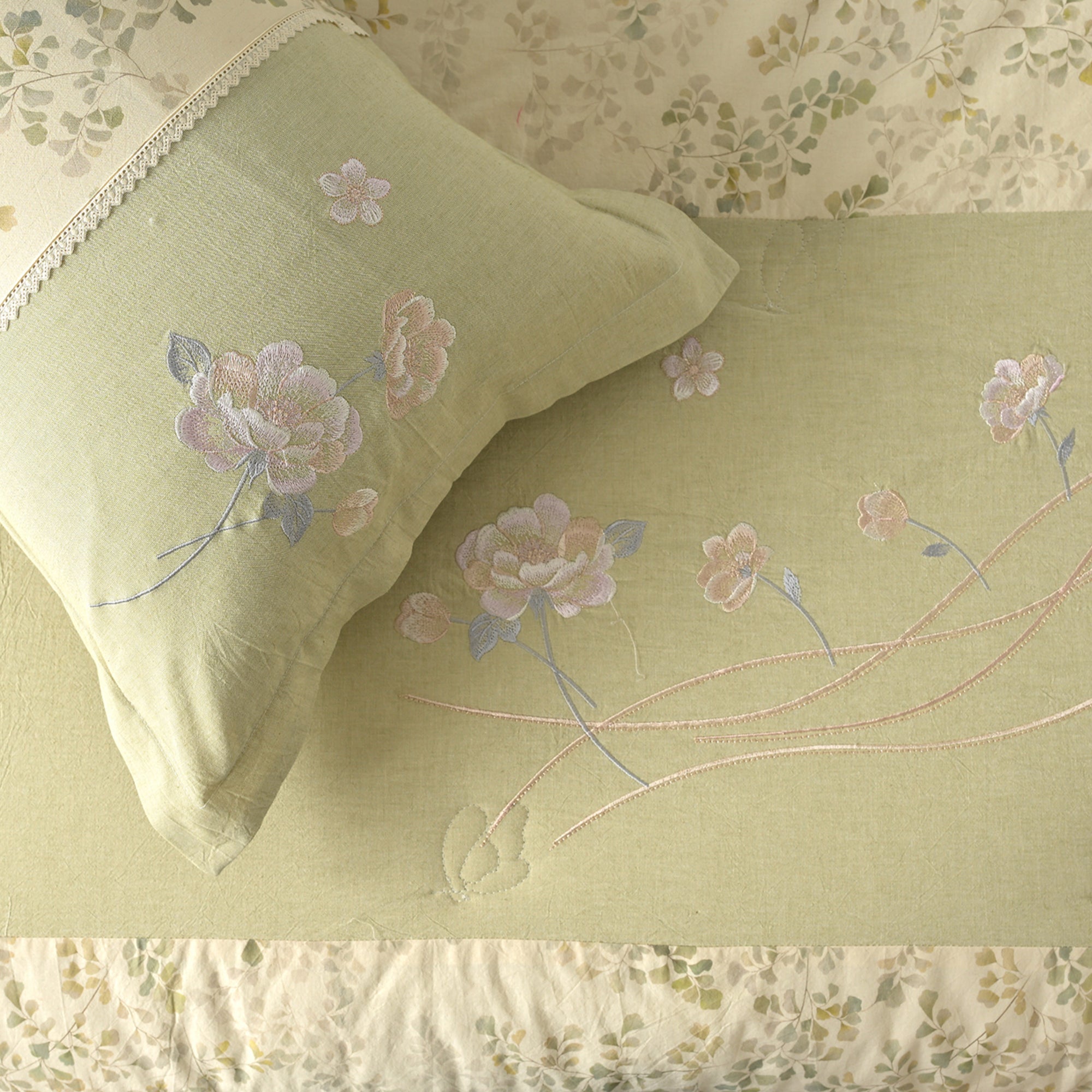 Cristiano Olive Blossom 4 Piece Bedding Set