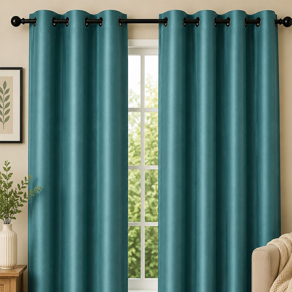 Luxurious Teal Lagoon Blackout Curtain Set (Set of 2)