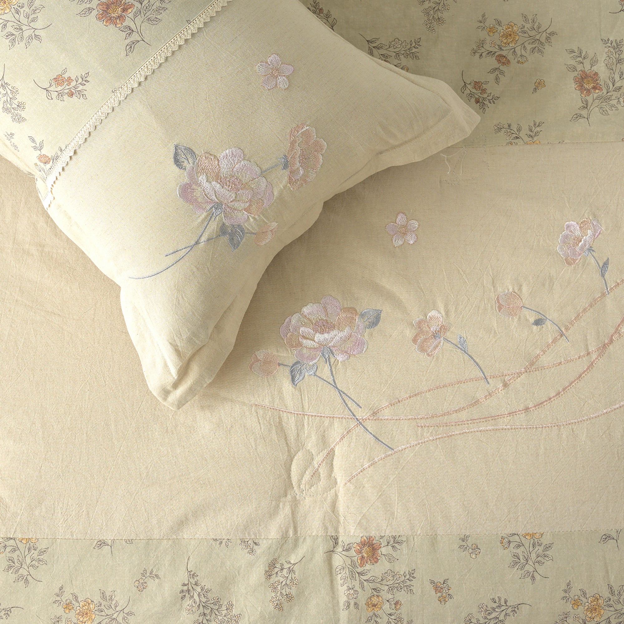Cristiano Champagne Blossom 4 Piece Bedding Set